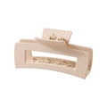 Matte finish large rectangular hollow hair claw clip in creamy beige for women - Matte Rectangular Apricot