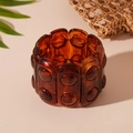Close-up of brown amber-toned acrylic resin geometric bracelet with retro texture - Coffee Rectangular Elastic (85#)