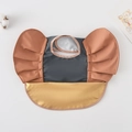 Waterproof dark gray baby bib with orange ruffled wings and wide yellow crumb catcher - Wings - Dark Gray With Copper Accents / One Size