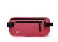 Waterproof red RFID blocking travel money belt with dual black zippers for secure storage - Rose Red