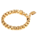 Pulsera de hombre en acero de titanio dorado con placa cuadrada personalizada - Estilo A Eslabones de Caja Redondeados (KB138818-KFC) / Dorado