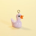 Mini purple resin duck DIY pendant with orange beak and silver metal ring for crafts - Solid Purple (Silver Pin)
