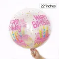 Transparent 22-inch 4D Happy Birthday balloon with pink text and colorful cake patterns - Transparent Candle Cake Birthday