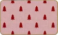 Detail of Christmas tree pattern on pink non-slip door mat with reinforced yellow edges - 40*60cm / Christmas Decor-Pink Red Tree
