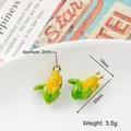 Cute yellow and green enamel corn pendant charms for DIY jewelry making 20x12mm - 33# Corn