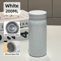 Minimalist white 200ml stainless steel pocket thermos with non-slip silicone base - 200ml / White