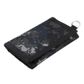 Foldable kids wallet with blue and grey camouflage pattern and durable metal D-ring - Digital Grey