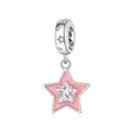 Pendentif étoile en argent sterling avec émail rose et oxydes de zirconium brillants - Pendentif Étoile à Cinq Branches Rose 0414