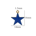 Blue star pendant in gold stainless steel with 14mm width and 16mm height detail - Star-Blue