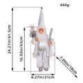 Tableau des tailles détaillé pour Père Noël debout de 18 pouces avec dimensions et poids - Style Chapeau à Paillettes Blanches
