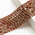 Detail of red oval glass beads with gold trim for handmade necklace jewelry making - 4x6mm Gold Edged Seed Beads approx. 48pcs/Strand / Deep Red Gold Edge