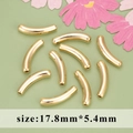10 pieces of golden curved tube beads 17.8mmx5.4mm for DIY jewelry making - 17.8x5.4mm Curved Tube / Gold