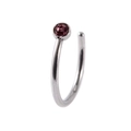 Zilveren roestvrijstalen C-vormige neusring met een ronde paarse edelsteen inleg - 0.8x7mm / Zilver Met Roze Zirkonia