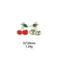 Detail view of 16x20mm alloy cherry pendants with red enamel finish and metal back - Large Cherry #13 (16*20mm)