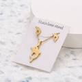 Set gioielli in acciaio inossidabile dorato con collana delfino e orecchini a lobo - Set collana e orecchini delfino / Oro