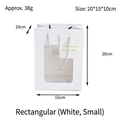 White gift bag with clear window and blue handles in 20x15x10cm size for flowers - Small Rectangular White 20*15*10