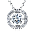 Collana in argento S925 con diamante danzante e pendente a cerchio scintillante da donna - Collana Cuore Danzante