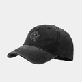 Washed dark grey cotton baseball cap with vintage white street style embroidery - Earth Black