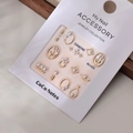 Set de joyería de uñas 3D con flores doradas y perlas en empaque de alta calidad - MJ-023 Estampado en Oro / Dorado