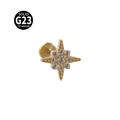 Piercing labret a stella in titanio G23 dorato con pietre di zircone e filetto interno - Stella / Oro