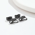 Minimalist black stainless steel stud earrings in a stylish mustache design for daily wear - Hat Black
