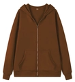 Oversized bruine hoodie met rits, trekkoordcapuchon en kangoeroezakken voor tieners - koffiekleur