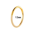 12mm golden titanium clicker ring with white zircons for nose and ear piercing - 12mm / Gold