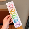 Set di 10 mollette per capelli a forma di cuore colorato per bambine su carta - Set di 10 Mollette a Cuore Colorate