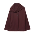 Short burgundy wool coat for women with unique scarf collar and black button detail - XS / Burgundy