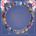 Bracciale in pietra di luna zebra rosa per mamma con biglietto d'auguri e fiori rosa - Alla mia mamma migliore / Pietra dell'Imperatore