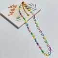 Collar de acero inoxidable chapado en oro de 18k con mariposas de esmalte de colores - Collar