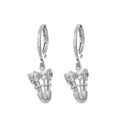 Boucles d'oreilles volant créatives en finition argent avec zircons blancs - Cuivre Blanc K (X587)