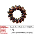 Close-up of a 4cm tri-color spiral phone cord hair tie with detailed size measurements - 6# Three-Strand Gradient Hair Tie