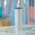 Gobelet isotherme 20oz en acier inoxydable blanc holographique avec couvercle à glissière - 20oz / Peinture Arc-en-ciel - Blanc