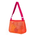 Orange mesh shell bag for kids with adjustable pink strap and white plastic buckle - Orange with Red Strap / 21*25*8cm