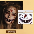 Halloween-Tattoos mit blutigem Mund und roten Handabdrücken Modell BM-046 für Grusel-Make-up - Stil BM-046