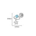 G23 titanium labret stud with blue round zircon and silver star drop pendant detail - 6# Silver - Galaxy Star Shape