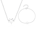 Minimalist S925 sterling silver jewelry set featuring star pendant necklace and bracelet - Set / Silver