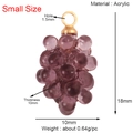 Detailed spec view of purple acrylic grape charm with size labels and gold loop - Purple Grape (Small)