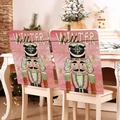 Pink Christmas chair cover featuring nutcracker pattern and Winter Hello text decoration - Nutcracker (YT02-2)