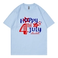 Light blue Independence Day t-shirt featuring Happy 4th of July heart print - Light Blue 318 / XS