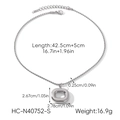Detailed size chart for stainless steel necklace with round pendant and dimensions - Silver Rounded Rectangle Style (HC-N40752-S)