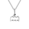 Polished stainless steel Aquarius zodiac pendant necklace with silver O-chain for women - Aquarius-Steel Color