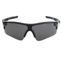 Sport sunglasses with black wrap-around frame and dark grey polarized lenses for cycling - Glossy Black / Grey Lens