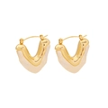 Elegant gold geometric V-shaped hoop earrings with creamy marble resin inlay - White