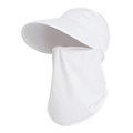 All-white ponytail sun hat with full face mask and breathable mesh for cycling - White