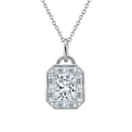 Silver S925 sterling silver necklace featuring radiant rectangle zircon and micro-pavé - Fixed-lzn11-p