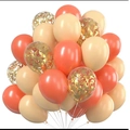 Balloon bouquet set with orange, cream, and transparent gold sequin latex balloons - Orange, Nude and Confetti Combination