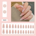 Uñas postizas largas tipo bailarina con degradado rosa, set de 24 piezas variadas - R485 Rosa Transparente Degradado Minimalista (Tipo Pegamento)