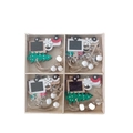 Christmas wooden truck ornaments set in a box with snowflake and tree patterns - 4-Grid Wooden Car
